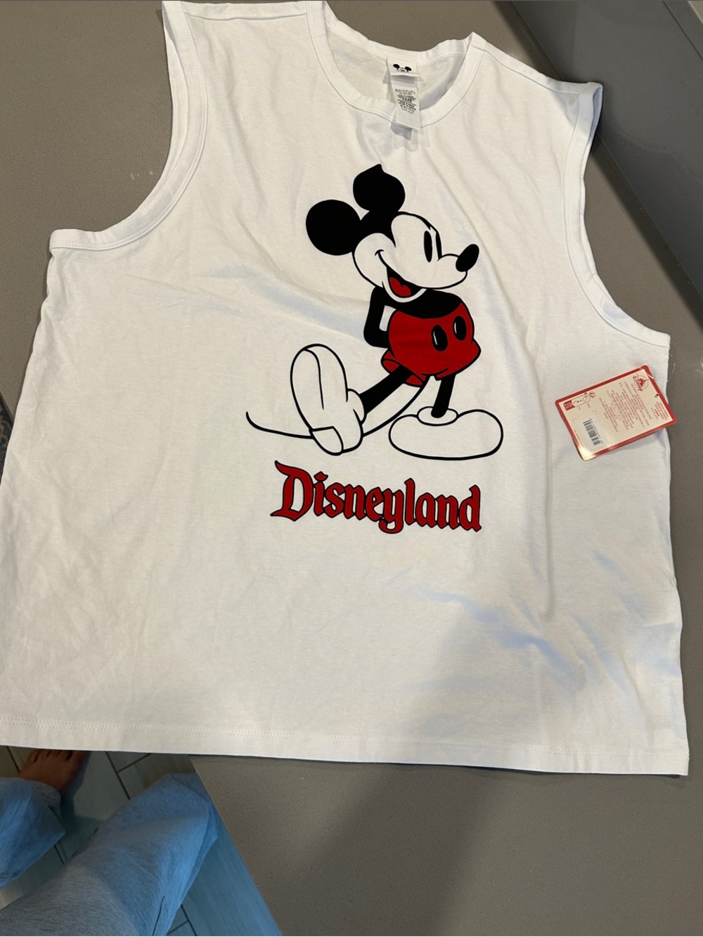 NEW MENS Disneyland Large White Mickey Graphic Tank Top with tags!